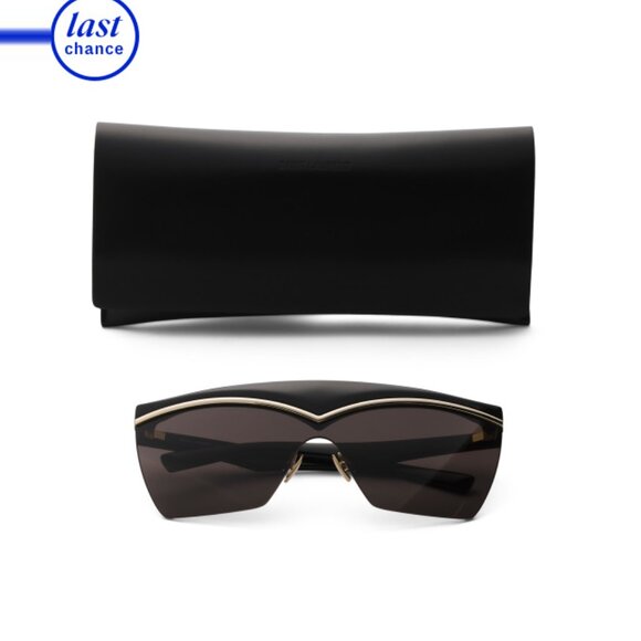 SAINT LAURENT Black 99mm Shield Sunglasses - Picture 1 of 2